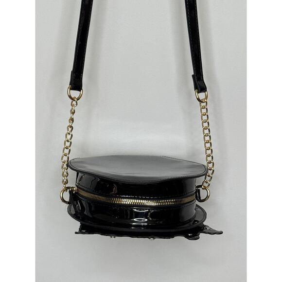 Betsey Johnson Floral Sugar Skull Crown gem black round Crossbody Bag - Picture 10 of 15